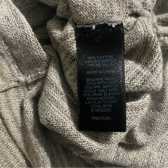 Express Beige Metallic Weave Ruched Side Dolman Sleeve Knit Top - Picture 7 of 7